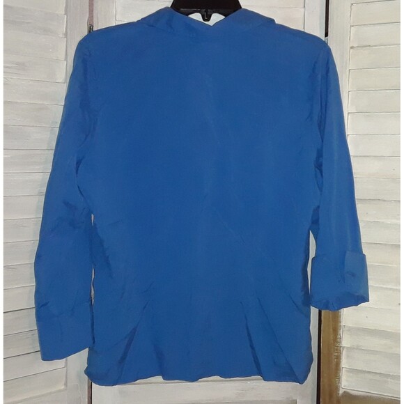 Notations Women's Silk Blouse Size Medium 3/4 Sleeve Button Down Career Blue - Picture 2 of 9